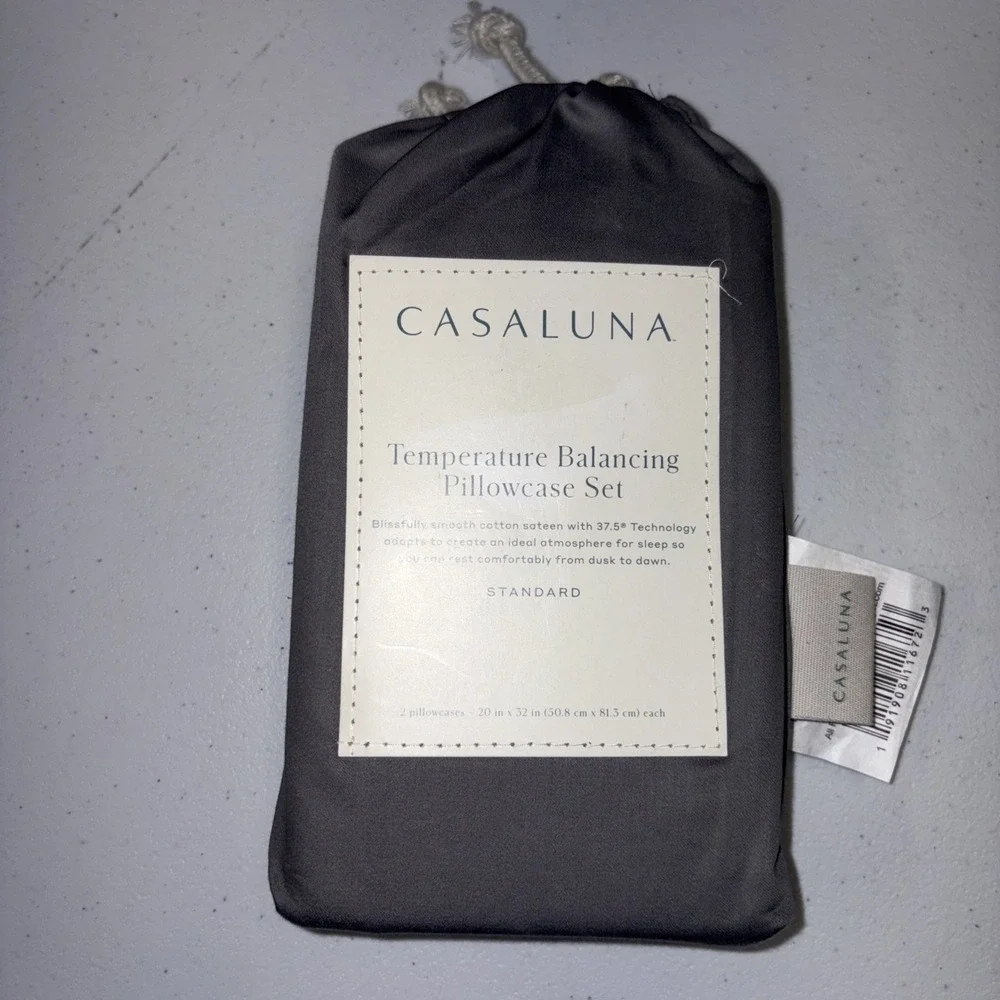 Casaluna Standard Size 300 TC Temperature Balancing Pillowcase Set - Metal Gray